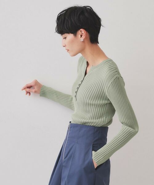 OPAQUE.CLIP / オペーク ドット クリップ ニット・セーター | ヘンリーネックリブニット【洗濯機洗い可】 | 詳細5