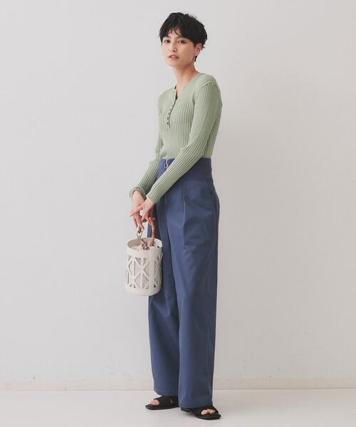 OPAQUE.CLIP / オペーク ドット クリップ ニット・セーター | ヘンリーネックリブニット【洗濯機洗い可】 | 詳細6