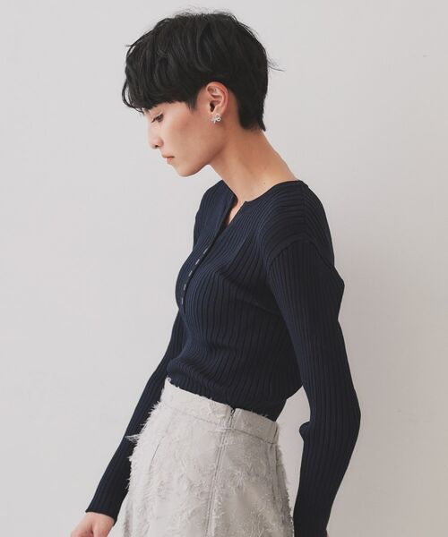 OPAQUE.CLIP / オペーク ドット クリップ ニット・セーター | ヘンリーネックリブニット【洗濯機洗い可】 | 詳細9