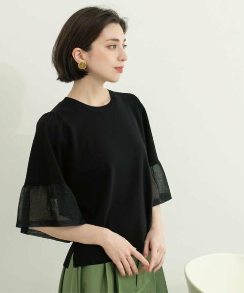 OPAQUE.CLIP / オペーク ドット クリップ ニット・セーター | 《5色展開》シアーフレアスリーブニット【洗濯機洗い可】 | 詳細12