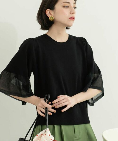 OPAQUE.CLIP / オペーク ドット クリップ ニット・セーター | 《5色展開》シアーフレアスリーブニット【洗濯機洗い可】 | 詳細13