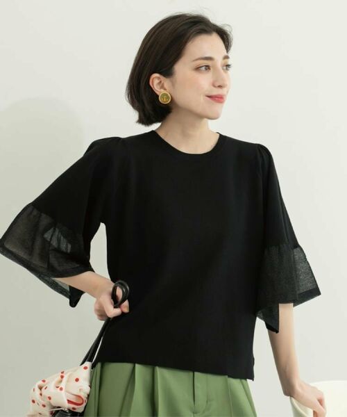 OPAQUE.CLIP / オペーク ドット クリップ ニット・セーター | 《5色展開》シアーフレアスリーブニット【洗濯機洗い可】 | 詳細14