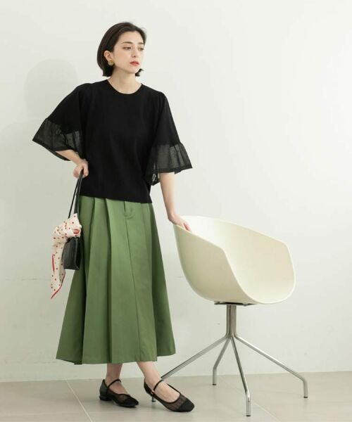 OPAQUE.CLIP / オペーク ドット クリップ ニット・セーター | 《5色展開》シアーフレアスリーブニット【洗濯機洗い可】 | 詳細15