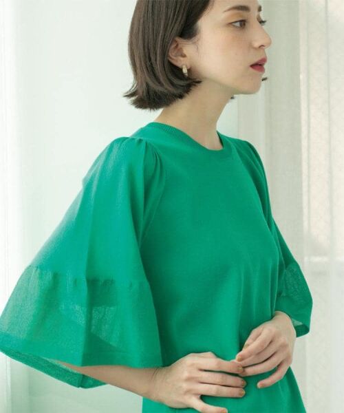 OPAQUE.CLIP / オペーク ドット クリップ ニット・セーター | 《5色展開》シアーフレアスリーブニット【洗濯機洗い可】 | 詳細17