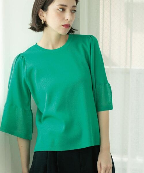 OPAQUE.CLIP / オペーク ドット クリップ ニット・セーター | 《5色展開》シアーフレアスリーブニット【洗濯機洗い可】 | 詳細18