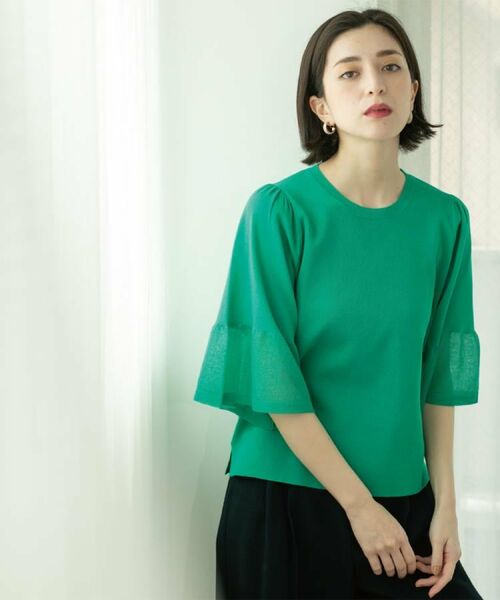 OPAQUE.CLIP / オペーク ドット クリップ ニット・セーター | 《5色展開》シアーフレアスリーブニット【洗濯機洗い可】 | 詳細19