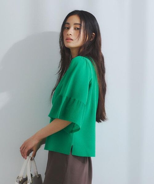 OPAQUE.CLIP / オペーク ドット クリップ ニット・セーター | 《5色展開》シアーフレアスリーブニット【洗濯機洗い可】 | 詳細2