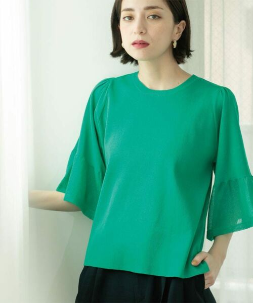 OPAQUE.CLIP / オペーク ドット クリップ ニット・セーター | 《5色展開》シアーフレアスリーブニット【洗濯機洗い可】 | 詳細20