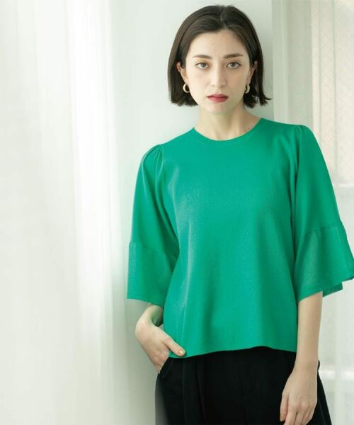 OPAQUE.CLIP / オペーク ドット クリップ ニット・セーター | 《5色展開》シアーフレアスリーブニット【洗濯機洗い可】 | 詳細21