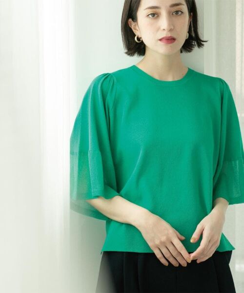 OPAQUE.CLIP / オペーク ドット クリップ ニット・セーター | 《5色展開》シアーフレアスリーブニット【洗濯機洗い可】 | 詳細22