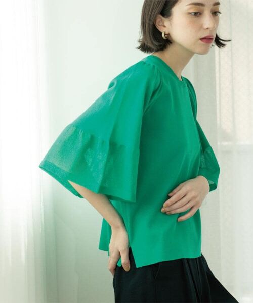 OPAQUE.CLIP / オペーク ドット クリップ ニット・セーター | 《5色展開》シアーフレアスリーブニット【洗濯機洗い可】 | 詳細23