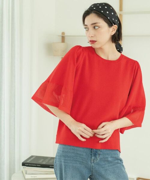 OPAQUE.CLIP / オペーク ドット クリップ ニット・セーター | 《5色展開》シアーフレアスリーブニット【洗濯機洗い可】 | 詳細24