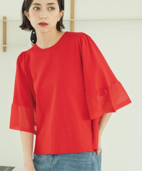 OPAQUE.CLIP / オペーク ドット クリップ ニット・セーター | 《5色展開》シアーフレアスリーブニット【洗濯機洗い可】 | 詳細26