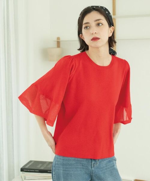 OPAQUE.CLIP / オペーク ドット クリップ ニット・セーター | 《5色展開》シアーフレアスリーブニット【洗濯機洗い可】 | 詳細27