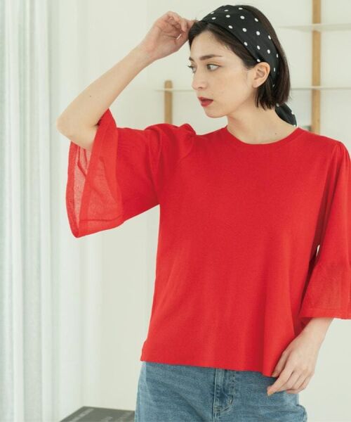 OPAQUE.CLIP / オペーク ドット クリップ ニット・セーター | 《5色展開》シアーフレアスリーブニット【洗濯機洗い可】 | 詳細28