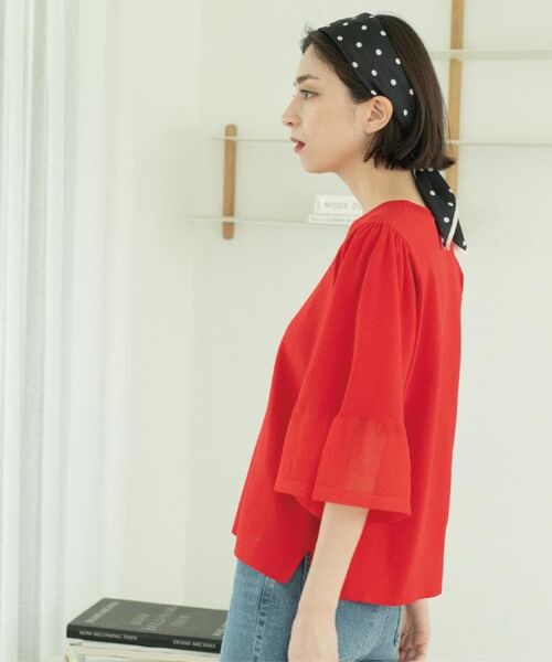 OPAQUE.CLIP / オペーク ドット クリップ ニット・セーター | 《5色展開》シアーフレアスリーブニット【洗濯機洗い可】 | 詳細29