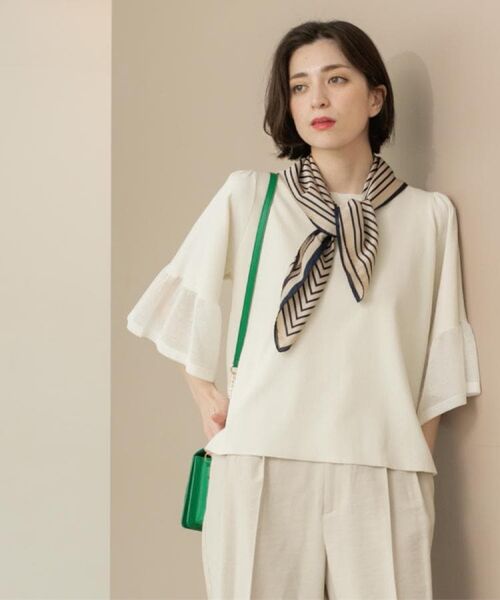 OPAQUE.CLIP / オペーク ドット クリップ ニット・セーター | 《5色展開》シアーフレアスリーブニット【洗濯機洗い可】 | 詳細3