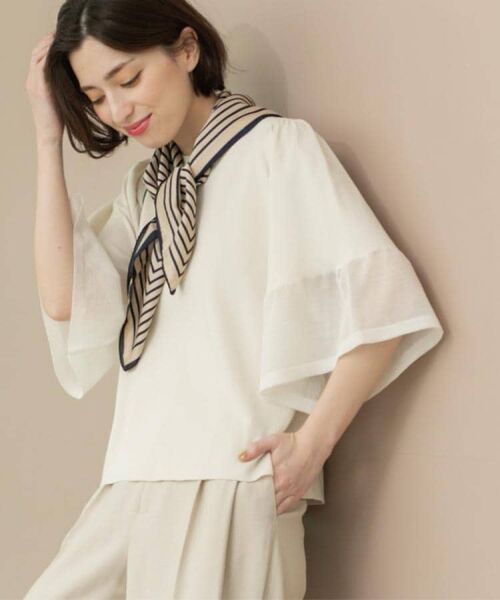 OPAQUE.CLIP / オペーク ドット クリップ ニット・セーター | 《5色展開》シアーフレアスリーブニット【洗濯機洗い可】 | 詳細4