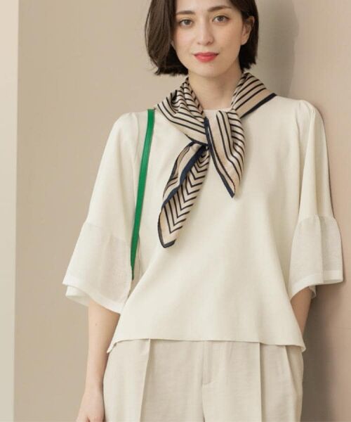 OPAQUE.CLIP / オペーク ドット クリップ ニット・セーター | 《5色展開》シアーフレアスリーブニット【洗濯機洗い可】 | 詳細7