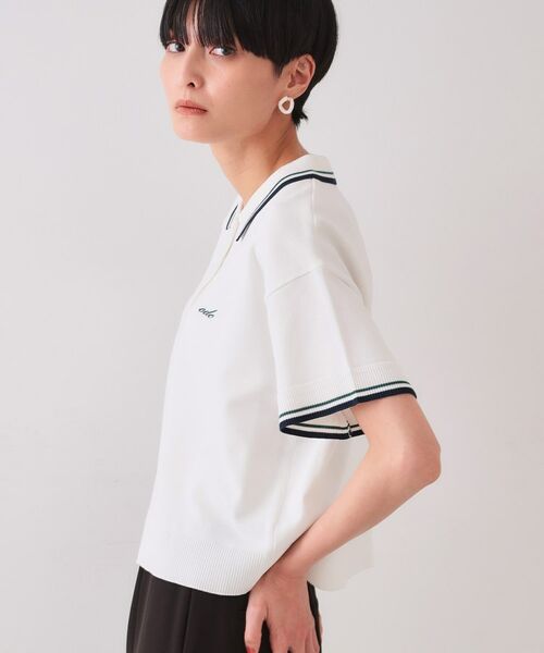 OPAQUE.CLIP / オペーク ドット クリップ ニット・セーター | ロゴ刺繍ポロニット【洗濯機洗い可/抗ピル】 | 詳細1