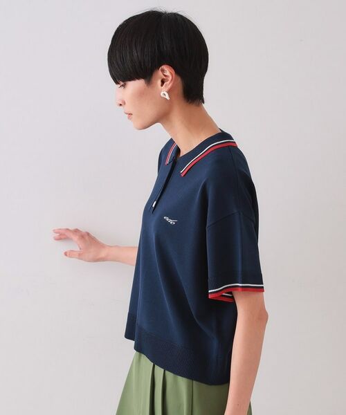 OPAQUE.CLIP / オペーク ドット クリップ ニット・セーター | ロゴ刺繍ポロニット【洗濯機洗い可/抗ピル】 | 詳細10