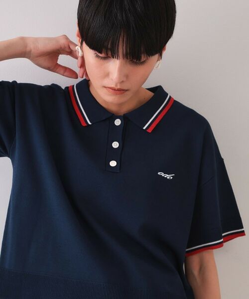 OPAQUE.CLIP / オペーク ドット クリップ ニット・セーター | ロゴ刺繍ポロニット【洗濯機洗い可/抗ピル】 | 詳細5