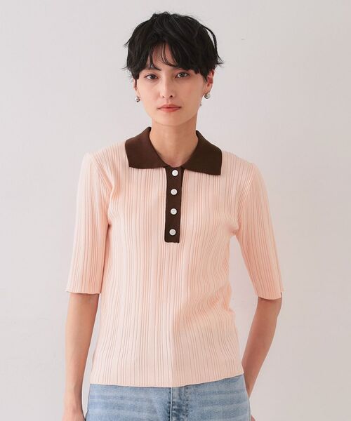 OPAQUE.CLIP / オペーク ドット クリップ ニット・セーター | 配色ポロランダムリブニット【洗濯機洗い可/抗ピル】 | 詳細13