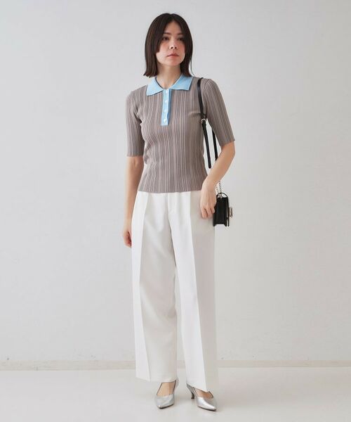 OPAQUE.CLIP / オペーク ドット クリップ ニット・セーター | 配色ポロランダムリブニット【洗濯機洗い可/抗ピル】 | 詳細2