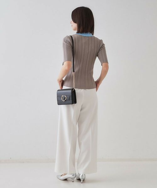 OPAQUE.CLIP / オペーク ドット クリップ ニット・セーター | 配色ポロランダムリブニット【洗濯機洗い可/抗ピル】 | 詳細3