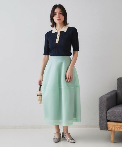 OPAQUE.CLIP / オペーク ドット クリップ ニット・セーター | 配色ポロランダムリブニット【洗濯機洗い可/抗ピル】 | 詳細6