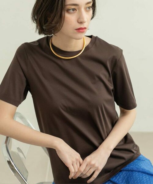 OPAQUE. CLIP/オペーク ドット クリップ 《5color/SS-LLsize》ベーシックTシャツ【接触冷感/洗濯機洗い可】 ブラウン(044) 34(SS) OPAQUE. CLIP/オペーク ドット クリップ 《5color/SS-LLsize》ベーシックTシャツ【接触冷感/洗濯機洗い可】 ブラウン(044) 34(SS)
