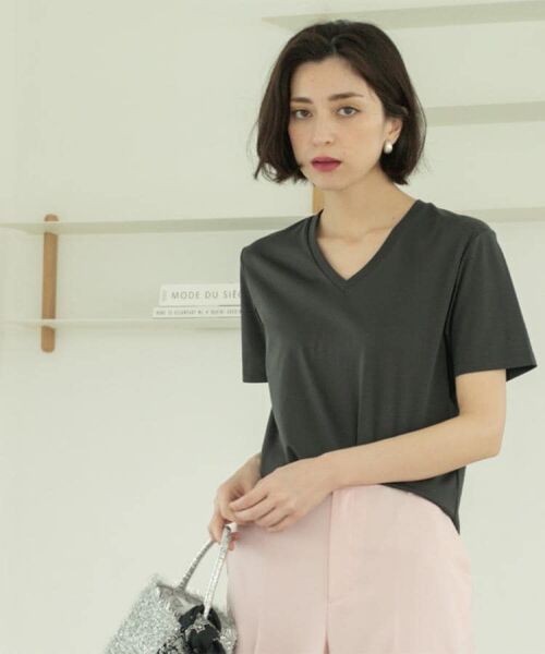 OPAQUE.CLIP / オペーク ドット クリップ Tシャツ | 《5色展開/SS-LLサイズ》VネックベーシックTシャツ【接触冷感/洗濯機洗い可】 | 詳細13