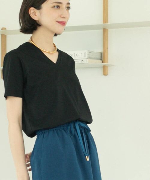 OPAQUE.CLIP / オペーク ドット クリップ Tシャツ | 《5色展開/SS-LLサイズ》VネックベーシックTシャツ【接触冷感/洗濯機洗い可】 | 詳細23