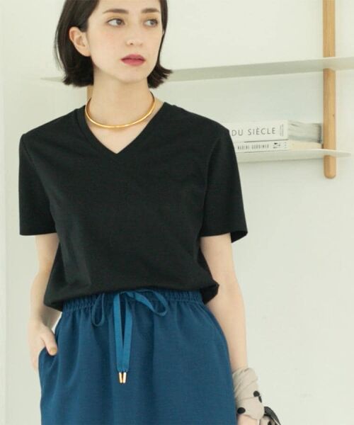 OPAQUE. CLIP/オペーク ドット クリップ 《5color/SS-LLsize》VネックベーシックTシャツ【接触冷感/洗濯機洗い可】 ブラック(019) 38(M) OPAQUE. CLIP/オペーク ドット クリップ 《5color/SS-LLsize》VネックベーシックTシャツ【接触冷感/洗濯機洗い可】 ブラック(019) 38(M)
