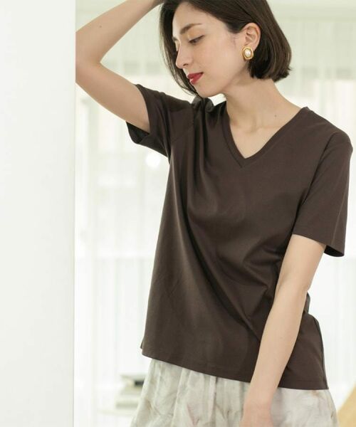 OPAQUE. CLIP/オペーク ドット クリップ 《5color/SS-LLsize》VネックベーシックTシャツ【接触冷感/洗濯機洗い可】 ブラウン(044) 36(S) OPAQUE. CLIP/オペーク ドット クリップ 《5color/SS-LLsize》VネックベーシックTシャツ【接触冷感/洗濯機洗い可】 ブラウン(044) 36(S)
