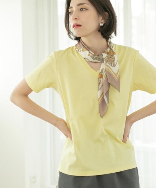 OPAQUE. CLIP/オペーク ドット クリップ 《5color/SS-LLsize》VネックベーシックTシャツ【接触冷感/洗濯機洗い可】 ライトイエロー(830) 36(S) OPAQUE. CLIP/オペーク ドット クリップ 《5color/SS-LLsize》VネックベーシックTシャツ【接触冷感/洗濯機洗い可】 ライトイエロー(830) 36(S)