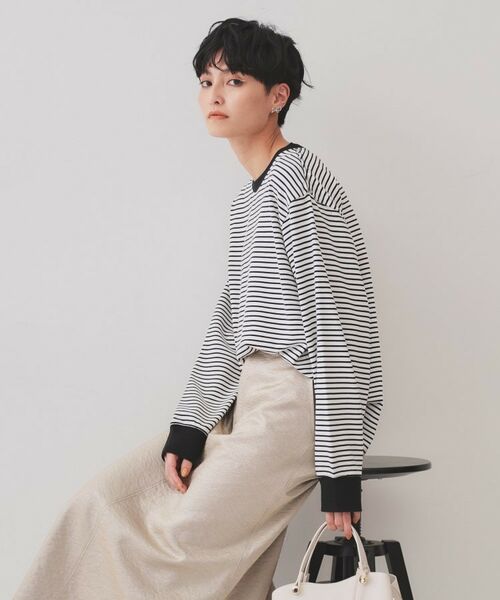 OPAQUE.CLIP / オペーク ドット クリップ カットソー | ボーダールーズフィットカットソー【洗濯機洗い可】 | 詳細1