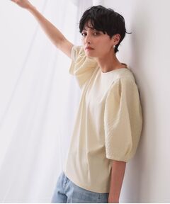 OPAQUE.CLIP / オペーク ドット クリップ カットソー | ふくれドッキングスリーブトップス【洗濯機洗い可】