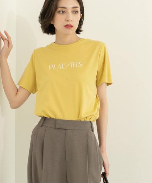 OPAQUE. CLIP/オペーク ドット クリップ 刺繍&スパンコールロゴTシャツ【洗濯機洗い可】 イエロー(031) 42(LL) OPAQUE. CLIP/オペーク ドット クリップ 刺繍&スパンコールロゴTシャツ【洗濯機洗い可】 イエロー(031) 42(LL)
