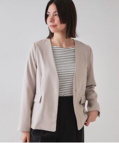 OPAQUE.CLIP / オペーク ドット クリップ ノーカラージャケット | ストレッチリネンライクVネックジャケット/セットアップ対応【洗濯機洗い可/防シワ】