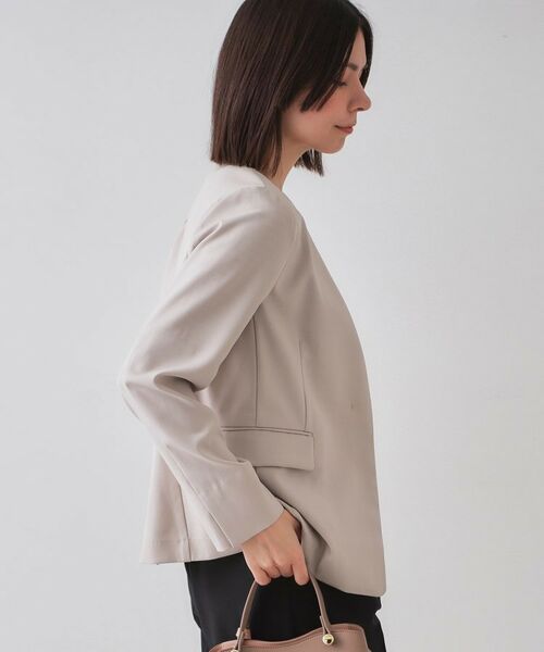 OPAQUE.CLIP / オペーク ドット クリップ ノーカラージャケット | ストレッチリネンライクVネックジャケット/セットアップ対応【洗濯機洗い可/防シワ】 | 詳細1