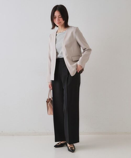 OPAQUE.CLIP / オペーク ドット クリップ ノーカラージャケット | ストレッチリネンライクVネックジャケット/セットアップ対応【洗濯機洗い可/防シワ】 | 詳細2