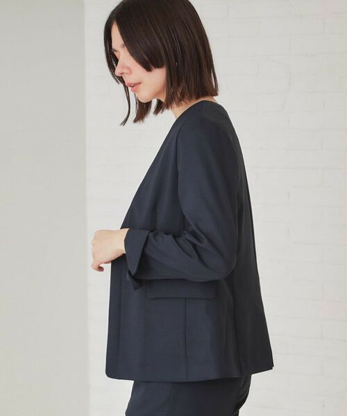 OPAQUE.CLIP / オペーク ドット クリップ ノーカラージャケット | ストレッチリネンライクVネックジャケット/セットアップ対応【洗濯機洗い可/防シワ】 | 詳細5