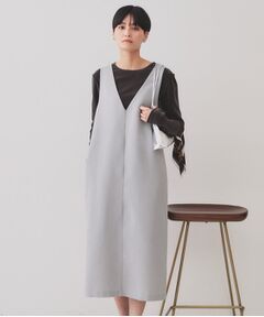 OPAQUE.CLIP / オペーク ドット クリップ ロング・マキシ丈ワンピース | 麻混ラメジャンパースカート【洗濯機洗い可】