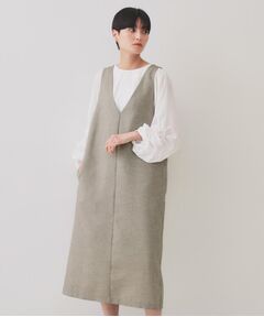 OPAQUE.CLIP / オペーク ドット クリップ ロング・マキシ丈ワンピース | 麻混ラメジャンパースカート【洗濯機洗い可】