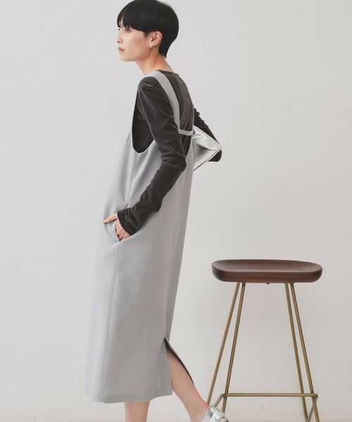 OPAQUE.CLIP / オペーク ドット クリップ ロング・マキシ丈ワンピース | 麻混ラメジャンパースカート【洗濯機洗い可】 | 詳細1