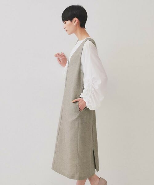 OPAQUE.CLIP / オペーク ドット クリップ ロング・マキシ丈ワンピース | 麻混ラメジャンパースカート【洗濯機洗い可】 | 詳細10