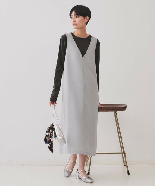 OPAQUE.CLIP / オペーク ドット クリップ ロング・マキシ丈ワンピース | 麻混ラメジャンパースカート【洗濯機洗い可】 | 詳細2