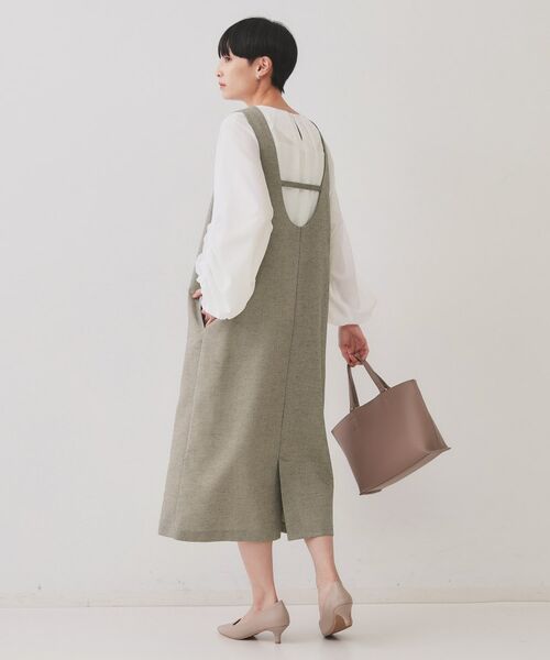 OPAQUE.CLIP / オペーク ドット クリップ ロング・マキシ丈ワンピース | 麻混ラメジャンパースカート【洗濯機洗い可】 | 詳細7