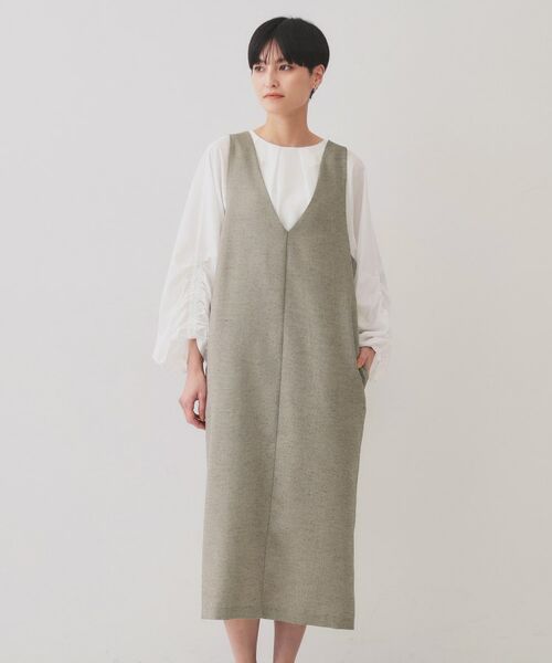 OPAQUE.CLIP / オペーク ドット クリップ ロング・マキシ丈ワンピース | 麻混ラメジャンパースカート【洗濯機洗い可】 | 詳細9